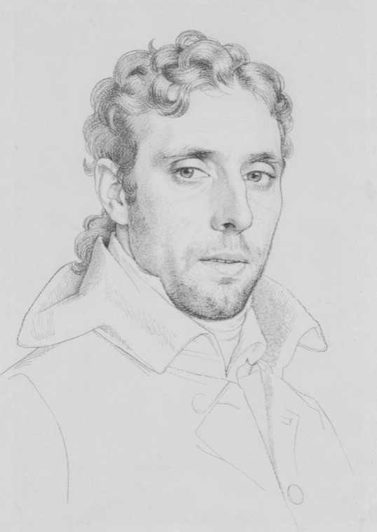 A pencil-sketch portrait