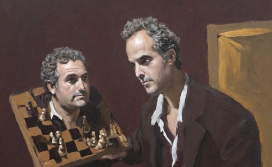 Outrage, Gérard Garouste: a man and his double over a chessboard