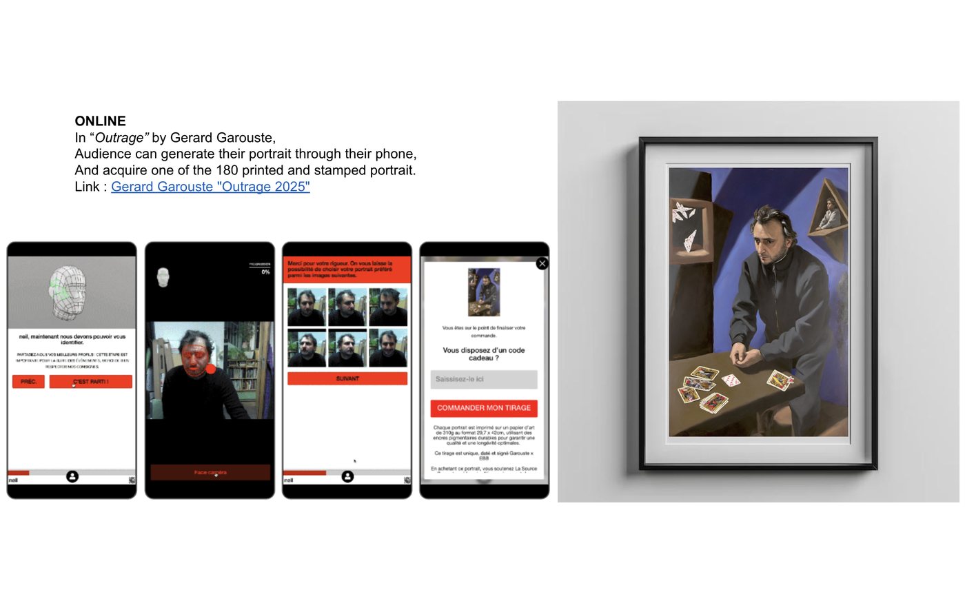 The online side of an EBB project: phone screens and the framed print