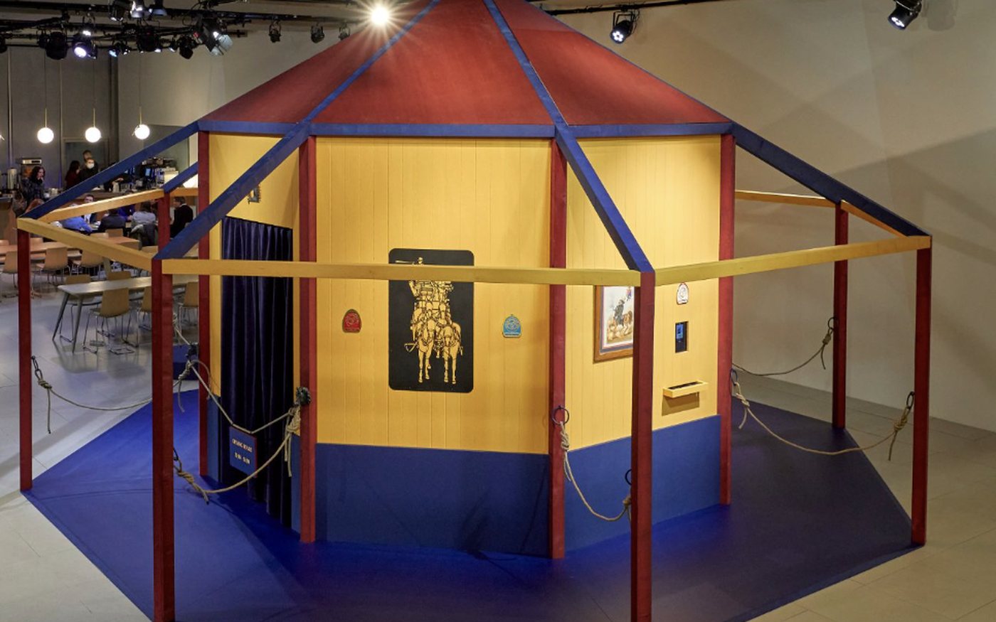 An EBB pavilion with its terminals, built for an exhibition