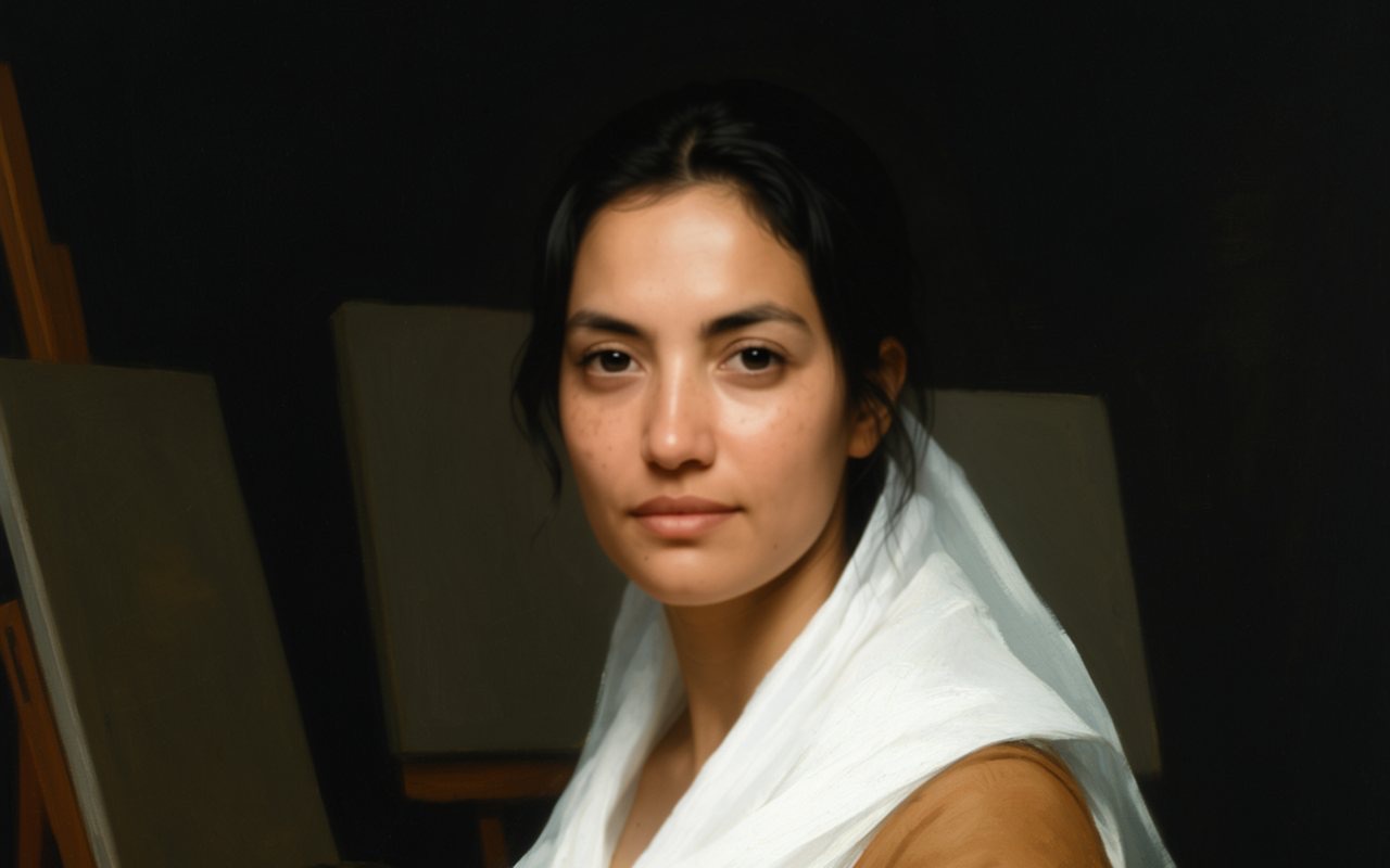 A visitor's portrait in the style of another century