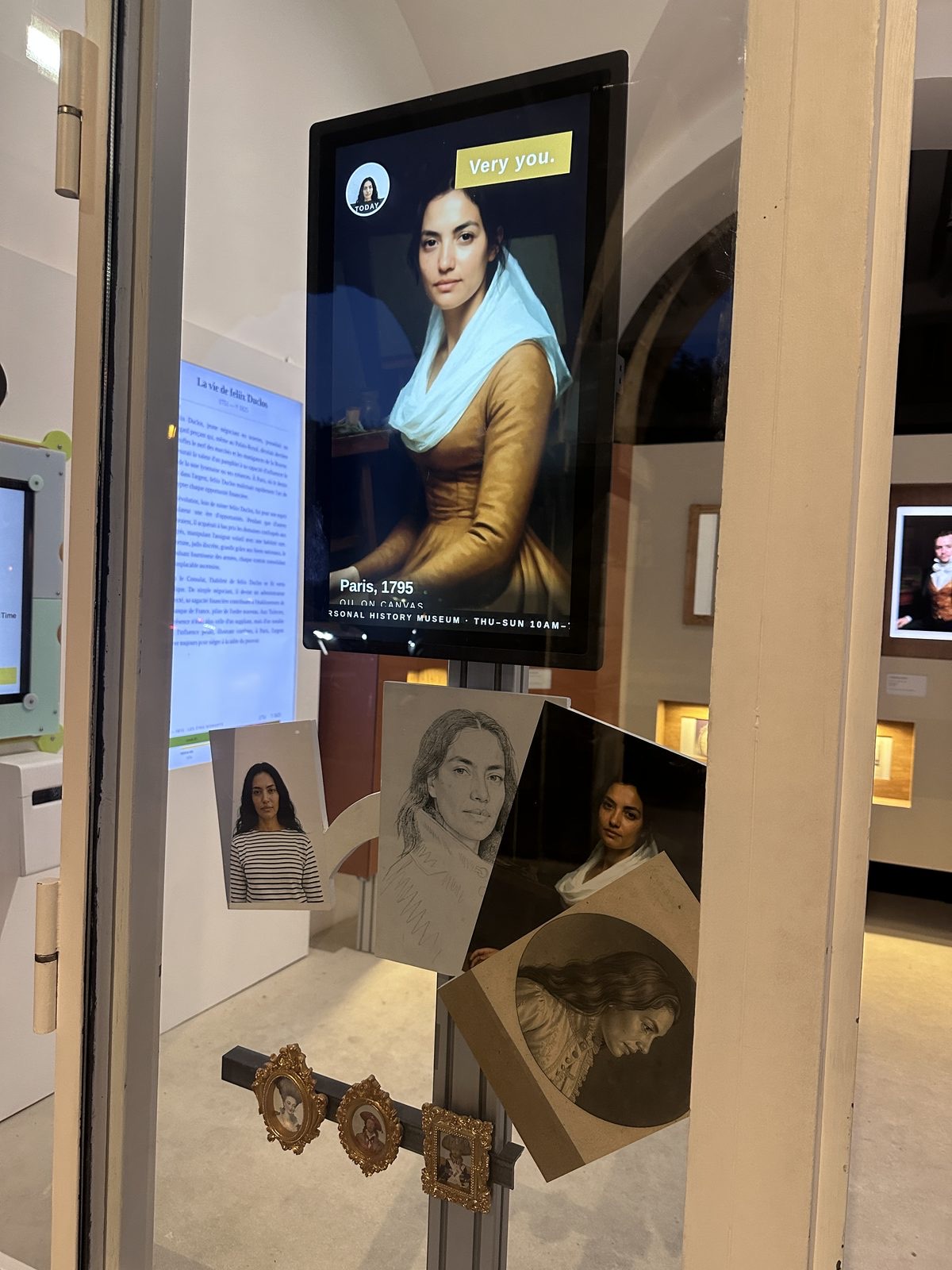 A visitor portrait appearing on the terminal screen