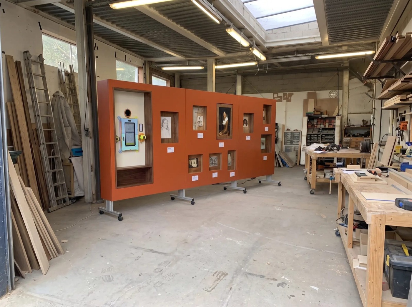 The experience wall, assembled and ready to leave the workshop